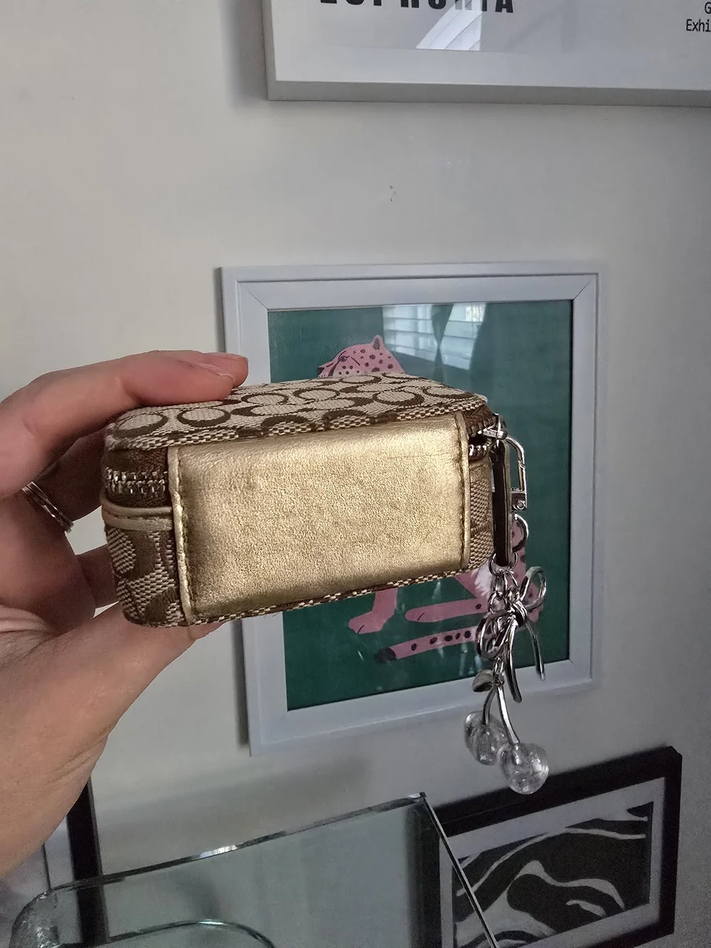 Vintage Coach Pill / Jewelry / Accessory Box W/Cherry Charm